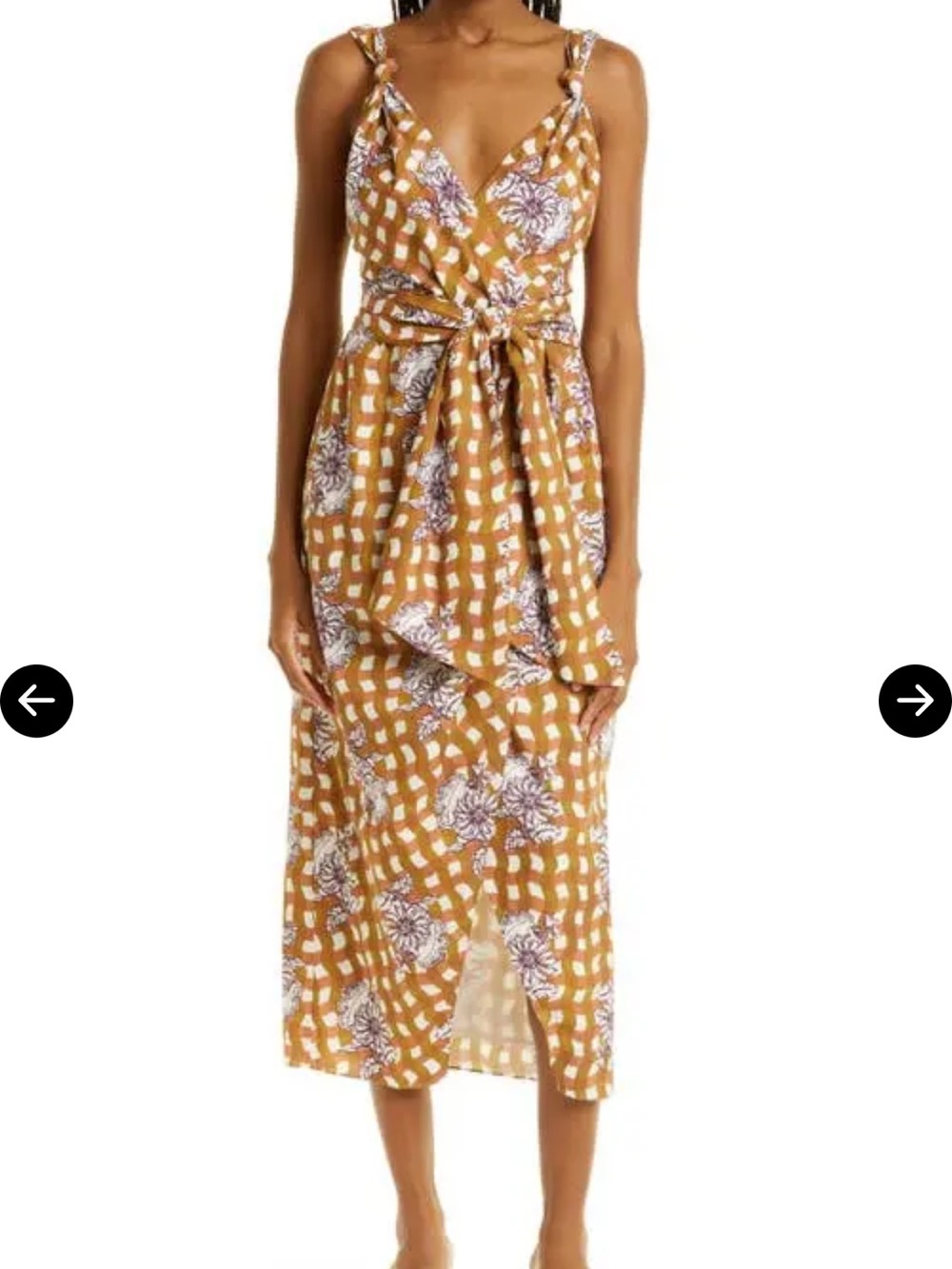 Rebecca Taylor Gingham Daisy Cotton Faux Wrap Dress